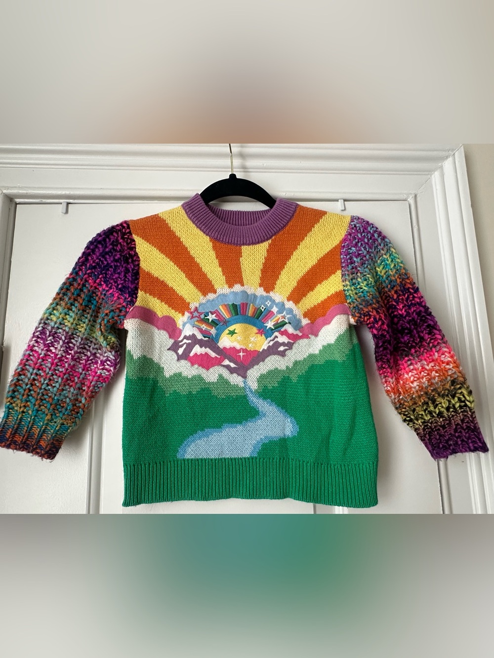 Colorful Sunrise Graphic Stella McCartney kids Knit Sweater - Green/Multi